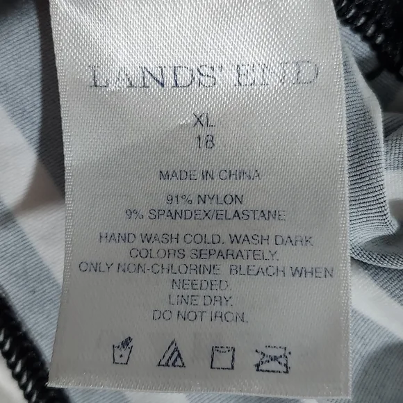 Lands End black and white stripe rash guard swim shirt XL/18 - Picture 4 of 9